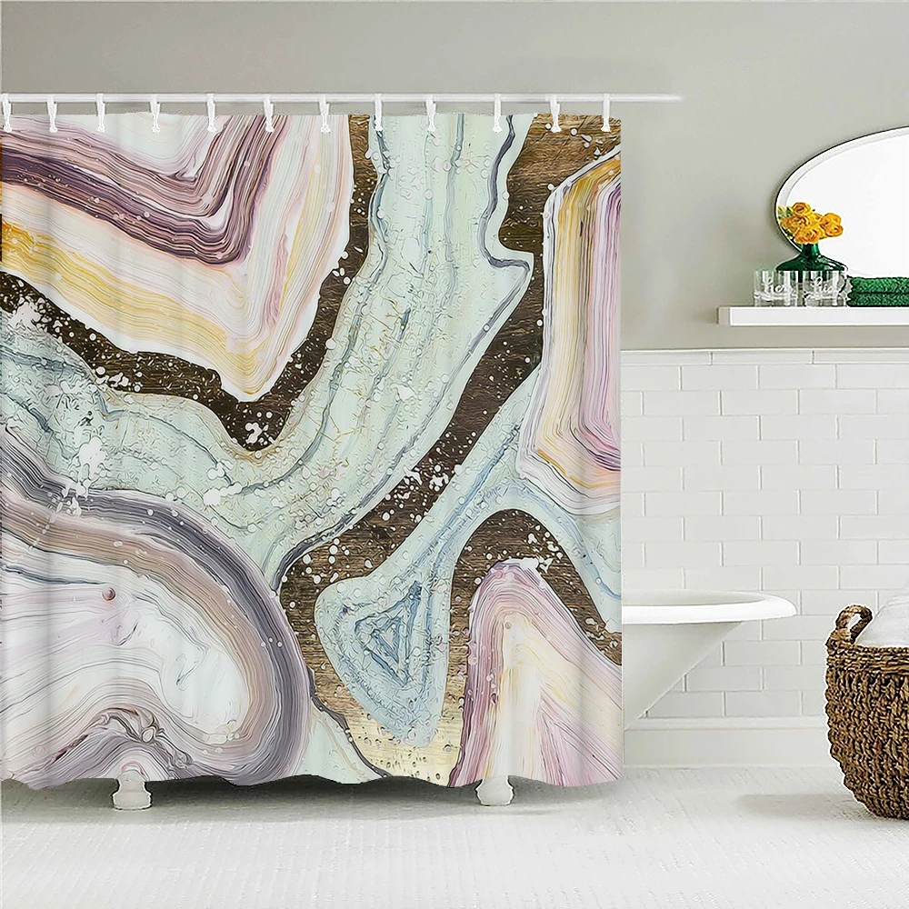 Colorful Abstract 3d Printed Fabric Shower Curtains Home Decor Multi-size Waterproof Bathtub Curtains for Bathroom With Hooks