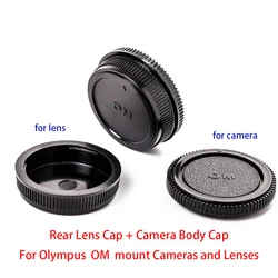 For Olympus OM mount (Not Olympus 4/3 system ) old Cameras and old Lenses Rear Lens Cap + Camera Body Cap Set