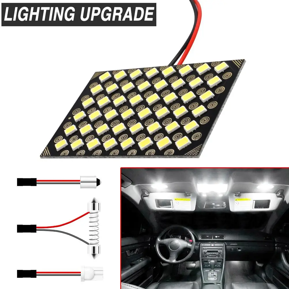 48 LED Panel Light T10 W5W 168 Festoon 31mm 36mm 39mm 41mm C5W C10W BA9S Car Interior Map Dome Trunk Door Canbus Bulb Lamp 12V