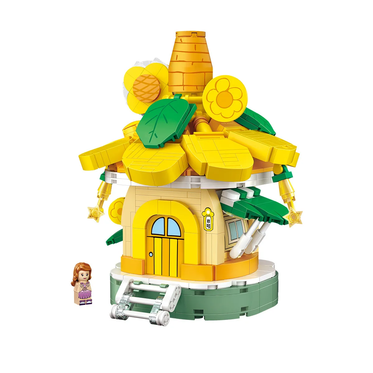 Fairy Tale Story Street View Mini Block Sunflower Mushroom House Building Brick Educational Toy Figures Nanobrick For Kids Gift