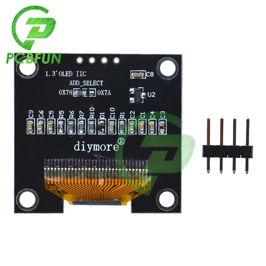 Pantalla LCD IIC I2C Serial 1,3x64, módulo de pantalla OLED Blanco/azul para Arduino ssh1106-40-70 Celsius GND VCC SCL SDA, 128 pulgadas