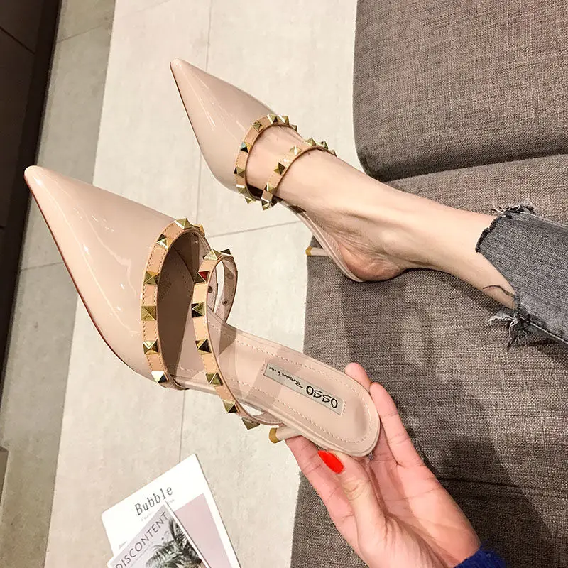 High Heel Women's Pumps Summer 2020 New Fashion Rivet Female Pumps Stiletto All-match Net Red Tip Female High Heels Shoes