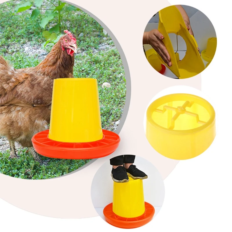 Chicken Poultry V-Shaped Entrance Feed Bucket, Outdoor Practical Bird Feeder, Plastic Seed and Water Dispenser