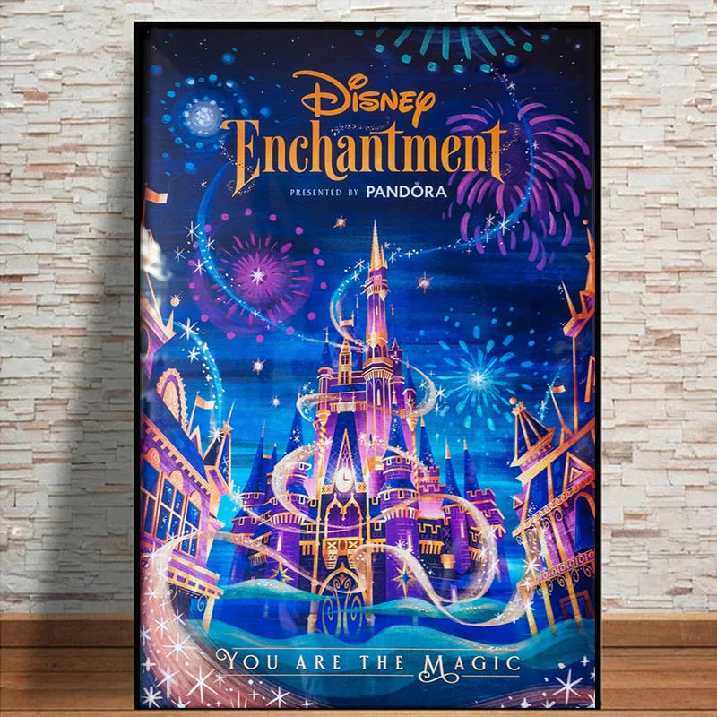 Disney Welt Verzauberung Feuerwerk Zeigen Attraktion Poster Disneyland Magie Königreich Cinderella Castle Leinwand Malerei Wand Kunst