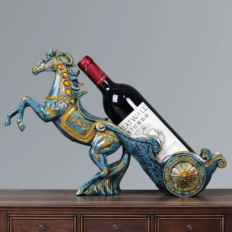 Artigianato creativo resina porta vino rosso cornice cigno cavallo corna di cervo decorazione della stanza figurine di animali in porcellana di