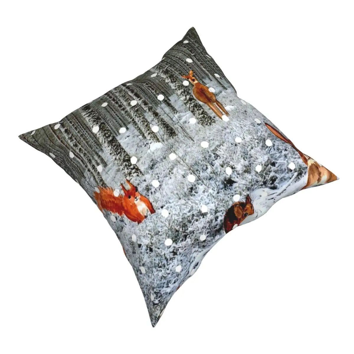 Woodland Creatures And Falling Snow Square Pillowcase Polyester Pattern zipper Decor Throw Pillow Case Sofa Cushion Case 45*45cm