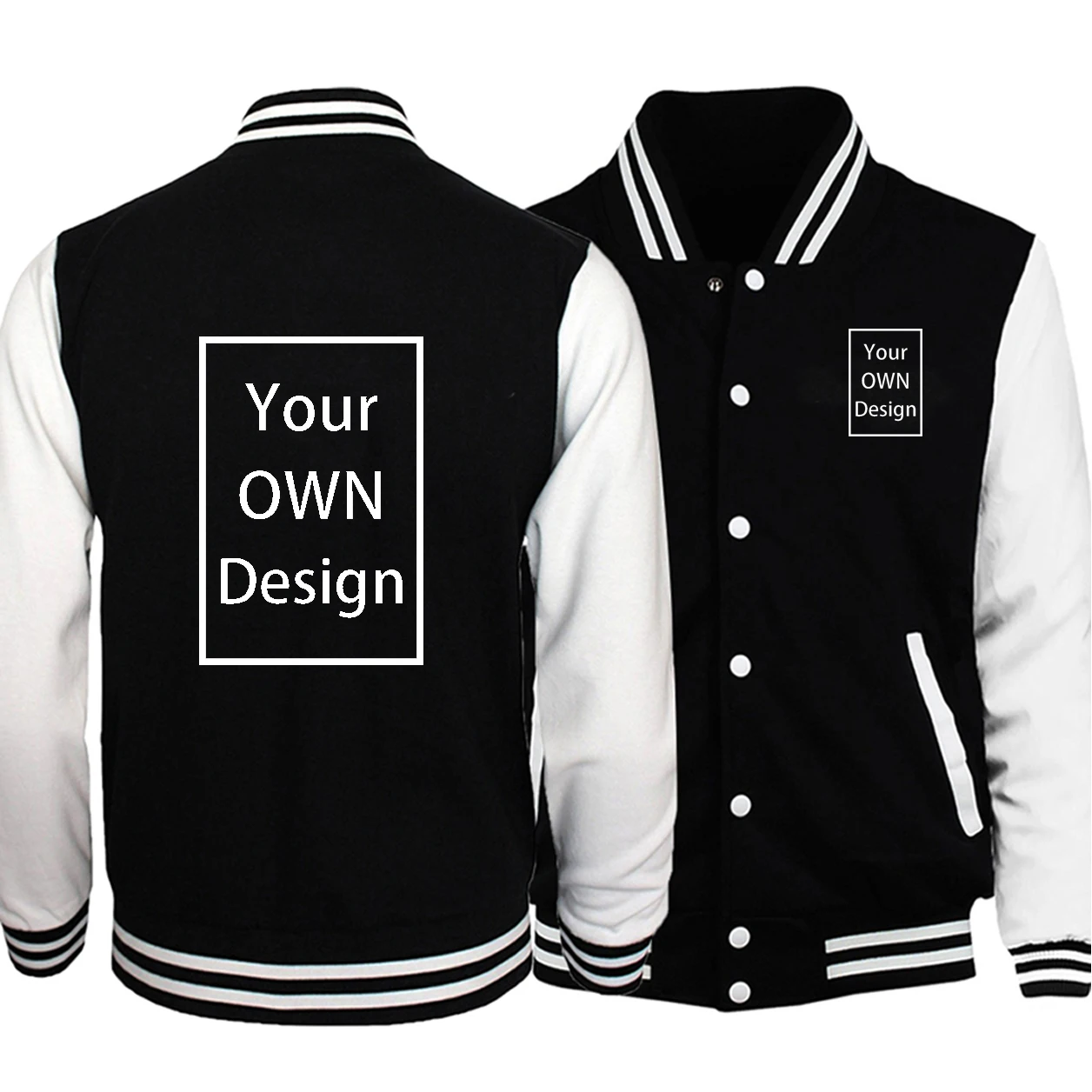 Your OWN Design Brand Logo/Picture Custom Unisex DIY Winter Fleece Jacket Casual Hoody Clothing black white Tracksuit Fashion