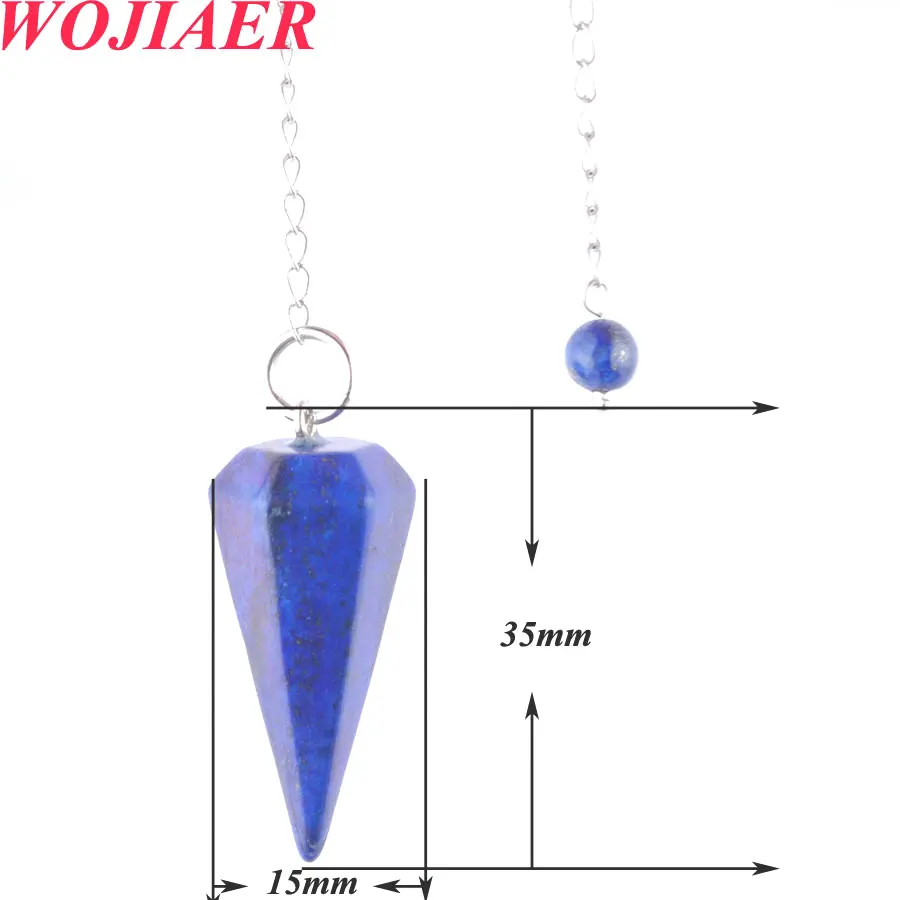 WOJIAER Pyramid Pendulum Hexagon Pendant Black Agates Crystal Natural Stone Chain Healing Reiki Jewelry BO933