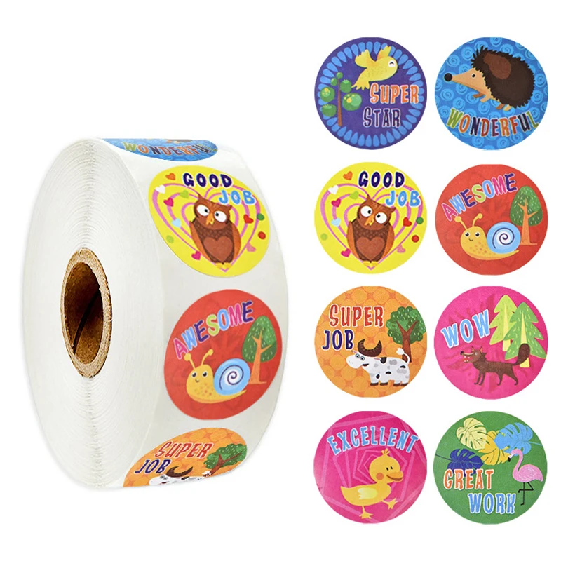 Cartoon animals Stickers Waterproof funny reward Sticker for Girls Boys Kids Children Gifts 