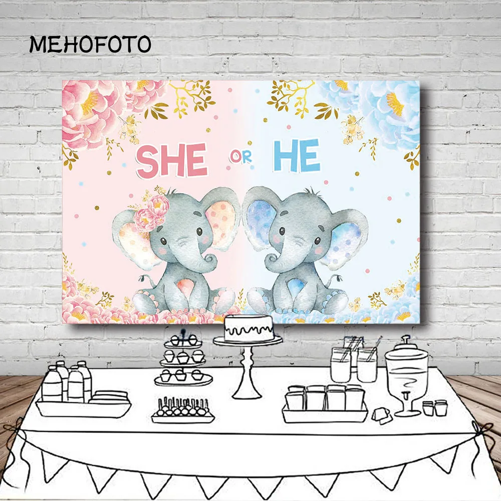 Mehofond Prince or Princess Gender Reveal Backdrop Baby Shower Photocall Photography Backdground for Boy or Girl Decor Banner