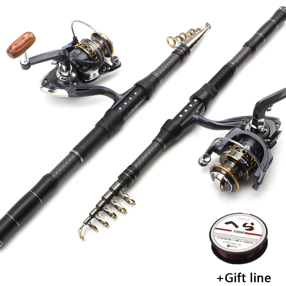 Multifunction 1.8M-3.0M Telescopic Fishing Rod and Fishing Reel Wheel set carbon carp Spinning Rod fast Rocky pole Travel Rod