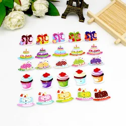 50pcs Mixed cake Wood Buttons Cartoon buttons For Scrapbooking Decorations And DIY craft accessorie