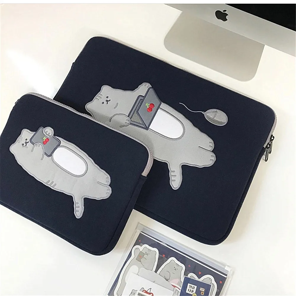 Laptop Tablet Pouch Zak Voor Ipad Pro 9.7 10.2 10.5 11 12.9 Inch Voeringzak Cartoon Kat Koreaanse Meisjes Ipad mouwen Briefcase Cover