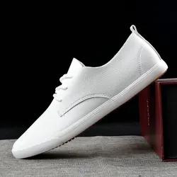 Zapatos transpirables de verano para hombre, zapatos informales británicos, zapatos de tablero con punta redonda, estilo blanco, estilo coreano, zapatos juveniles de moda, zapatillas de deporte