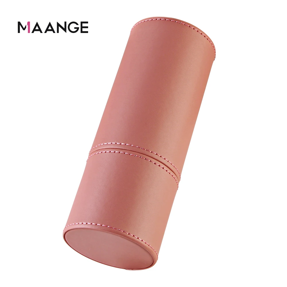 MAANGE 1pcs Makeup Brushes Cylinder PU Leather Pouch Travel Organizer Brushes Cosmetic Case Empty Portable Holder Make up Bucket