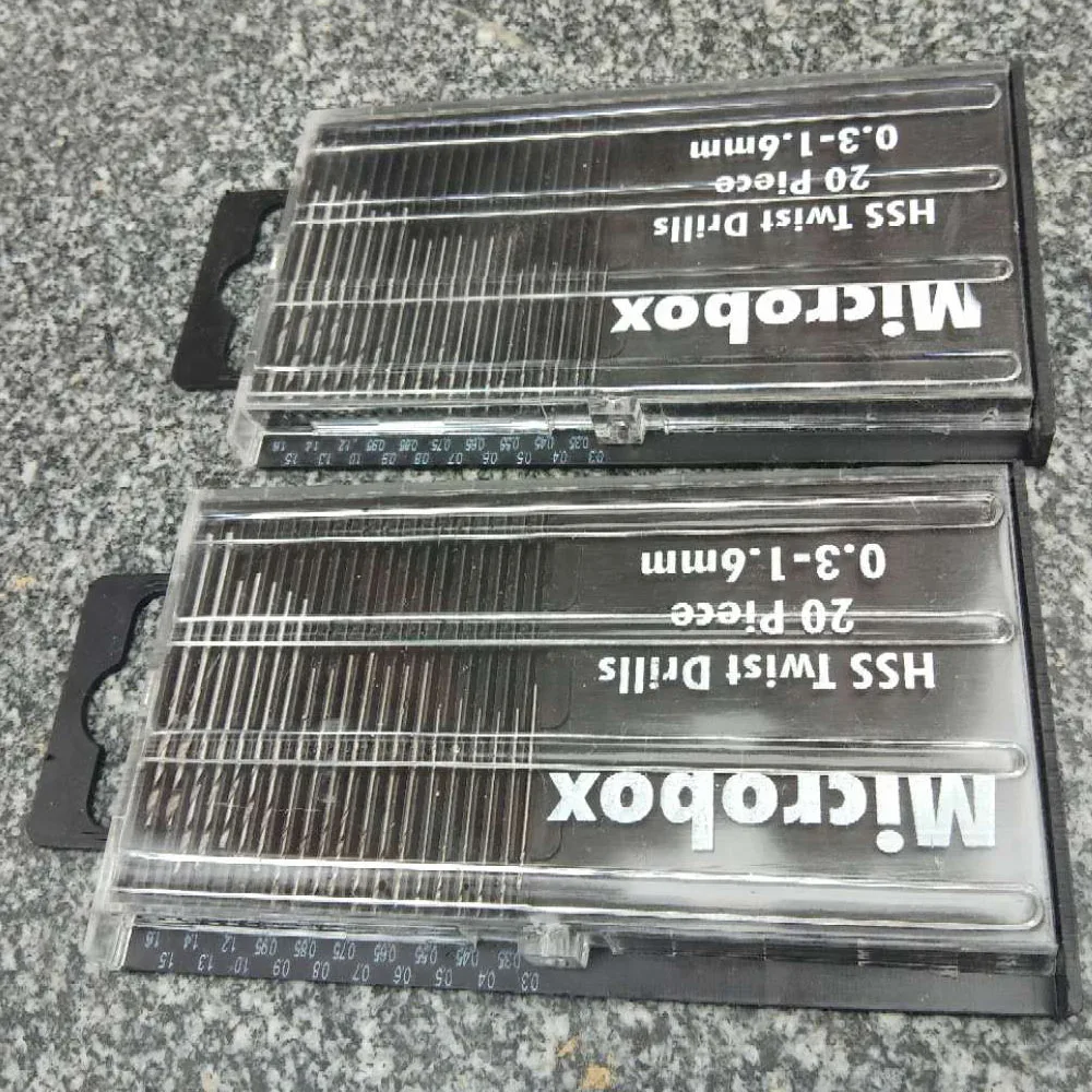 20 Chiếc 0.3Mm-1.6Mm Mini HSS Micro Thép Tốc Độ Cao Xoắn Bộ Mũi Khoan Hộp