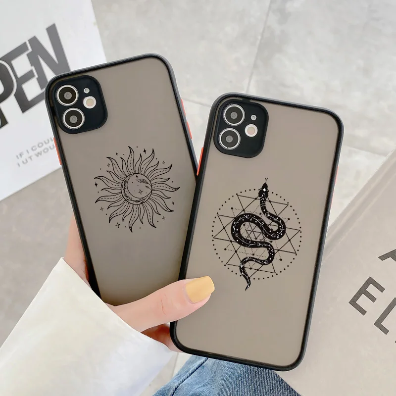 Mysterious Totem Sun Snake Phone Case Cover For iphone 13 12 Mini 11 14 15 pro max X XR XS MAX SE2 8 7 Plus simple case fundas