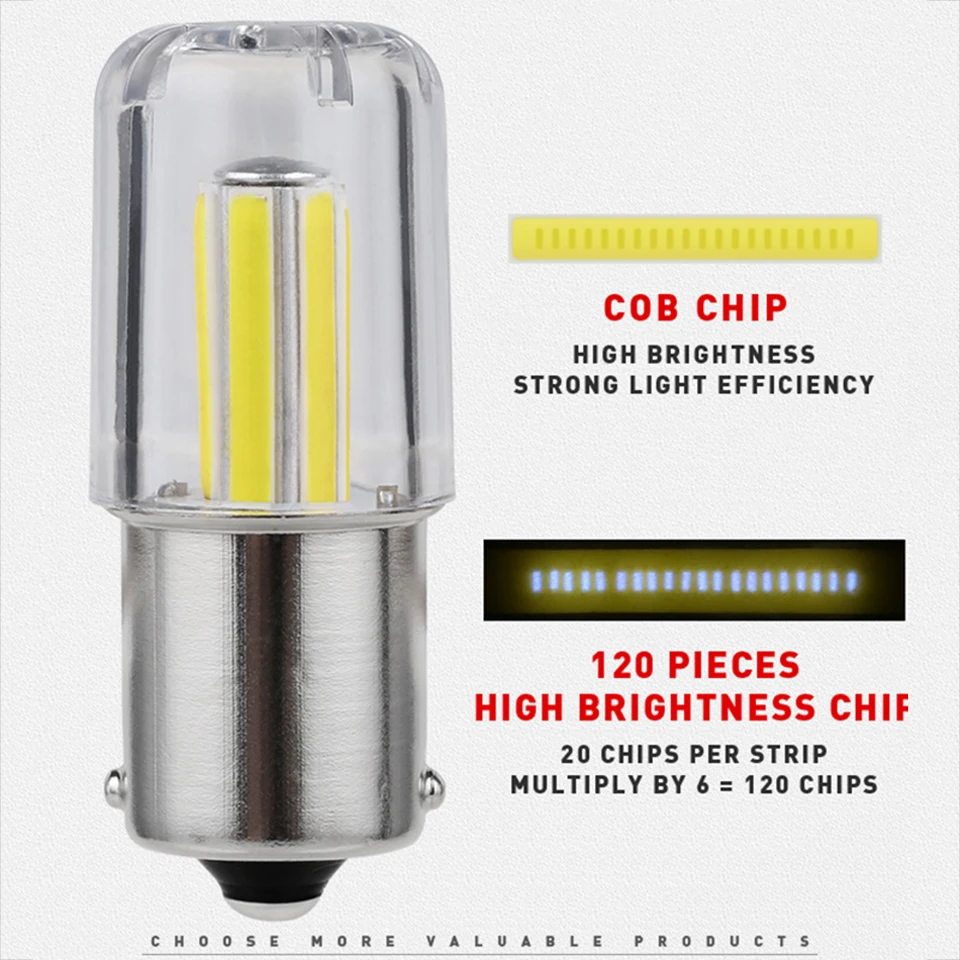 1pcs 6 Filament Super Bright Led P21W 1156 BA15S Car Light Reverse Bulb Automobile Vehicle Turn Singal Lamp Yellow/red/white 12V