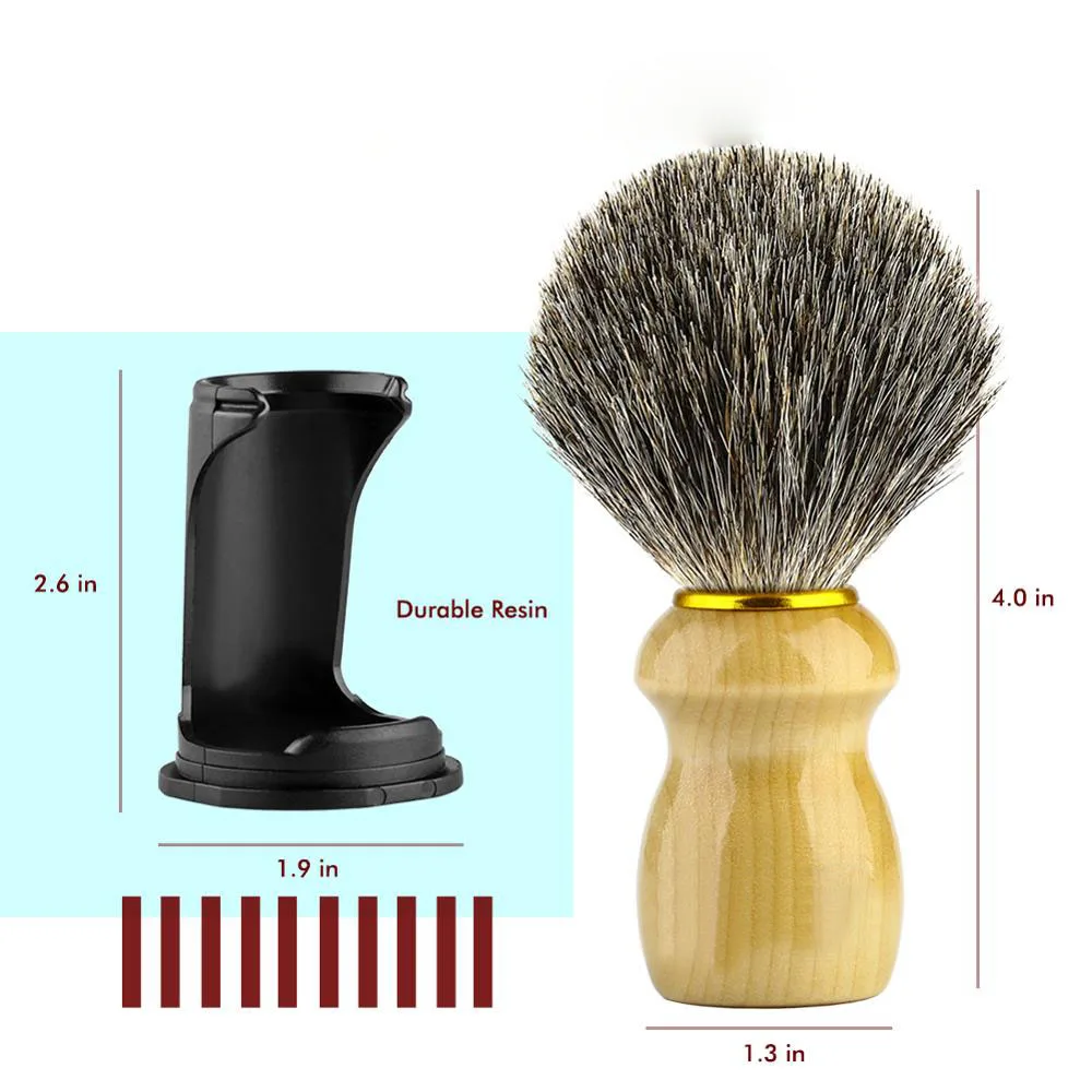 Wood Shaving Brush Pure Badger Hair Shave Brush Wood Handle Traditional Shaving Brush Handle Knot 25mm for Men Wet Shaving