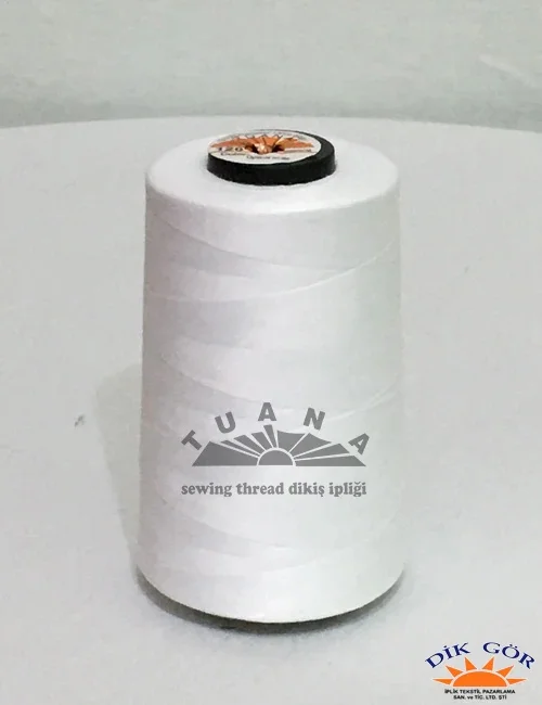 120 number White Polyester Sewing Thread. 100 Polyester Sewing İpliğidir. Plastic spool 5000 yards as being wrapped.