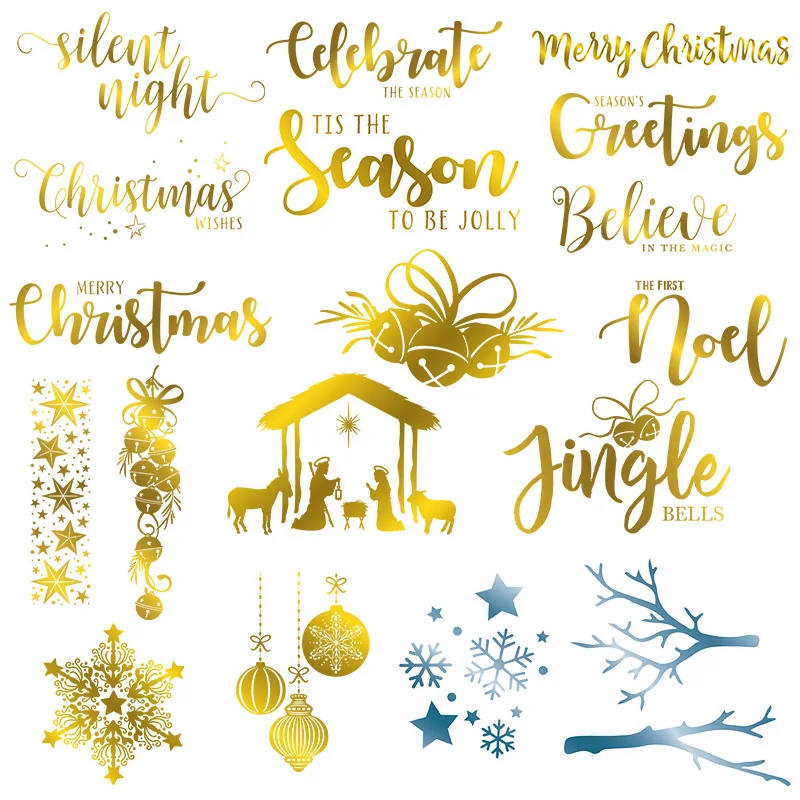 Christmas Letter Snowflake Bell Branch HOT FOIL PLATE Silver  DIY Embossing Die Scrapbooking Stencils 2019 New