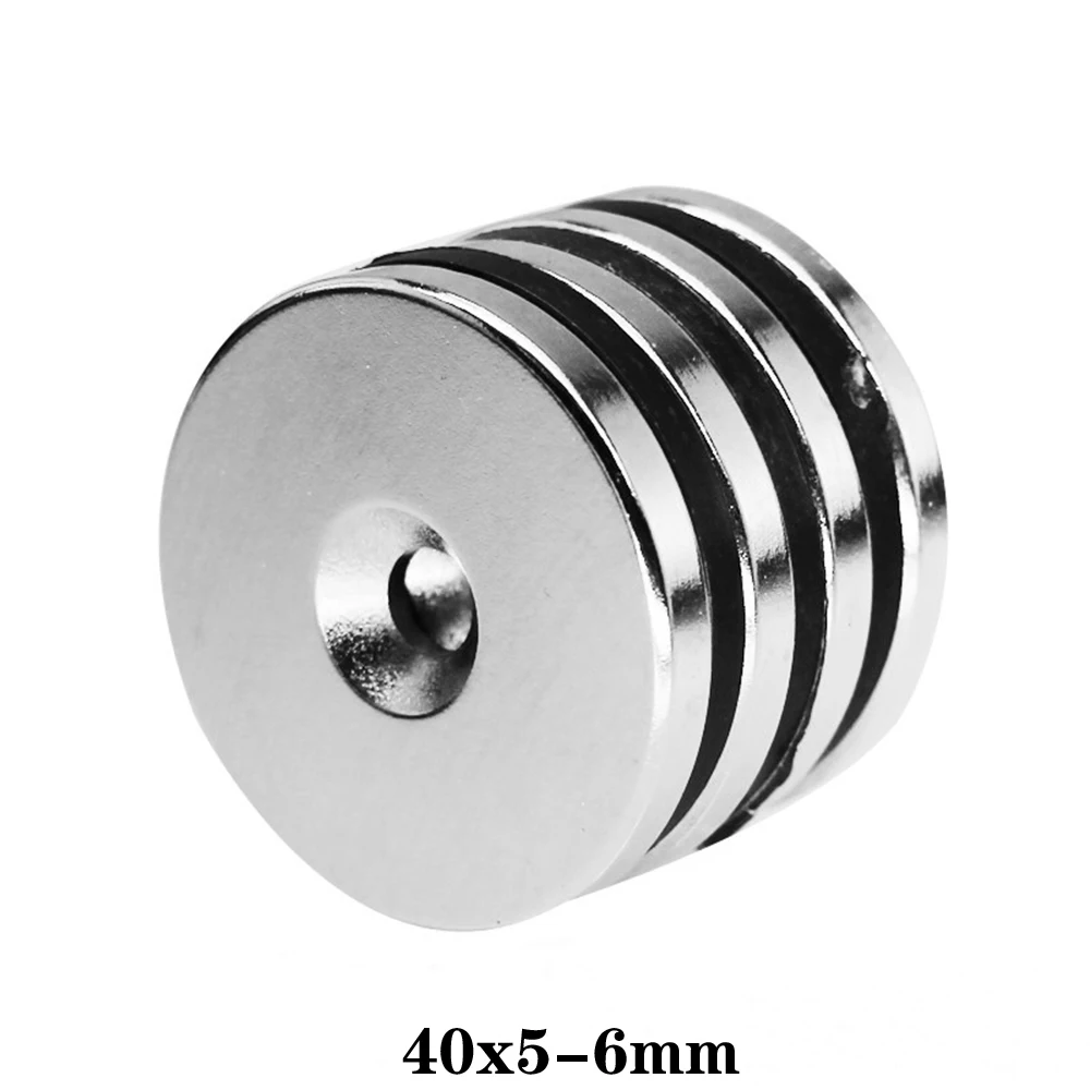 

1~20PCS 40x5-6 mm Powerful Magnet 40*5 mm Hole 6mm Round Countersunk Magnetic 40x5-6mm Neodymium Disc Magnets 40*5-6 mm 40x5