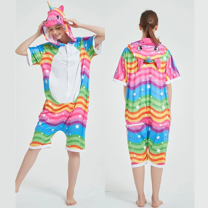 One Piece Hooded Jumpsuits for Adult Kigurumi Panda Pajamas Unicorn Fox Tiger Kids Cartoon Pajamas Boys Girls Onesies Jumpsuit