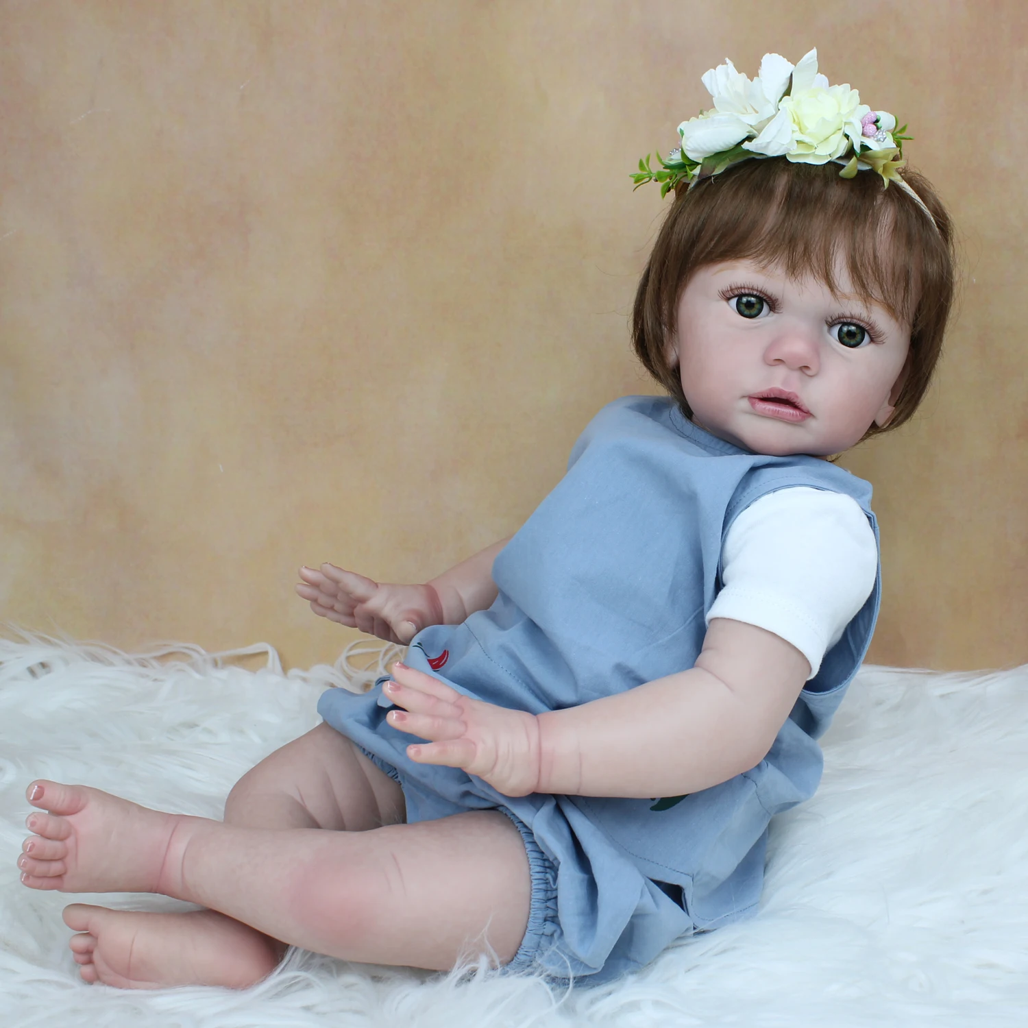 

60 CM 3D-Paint Skin Silicone Reborn Girl Baby Doll Cloth Body Toy Realistic Like Real Princess Toddler Alive Bebe Dress Up