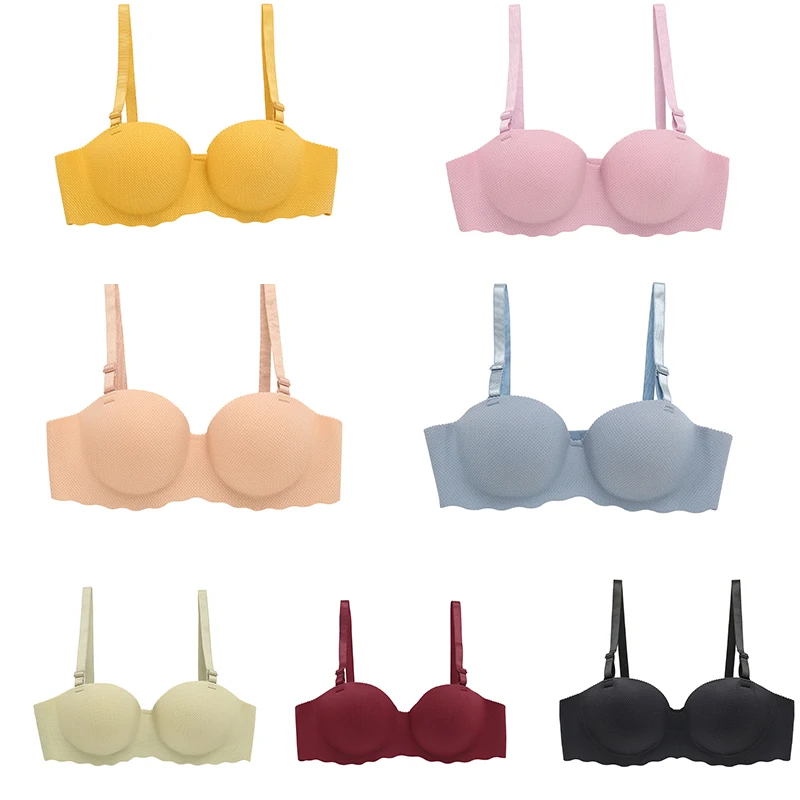 FINETOO-ropa interior transpirable sin costuras para mujer, sujetador de 7 colores, lencería Sexy, Bralette de realce, lencería femenina