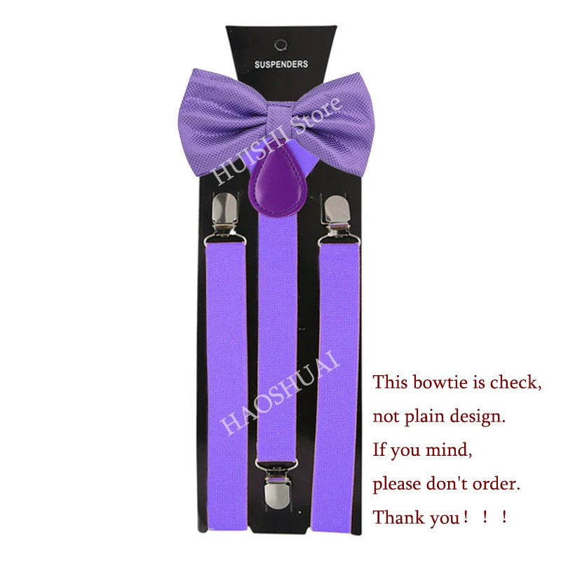 HUISHI Unisex Adjustable Clip-on Braces Bowtie Elastic Y-back Suspenders and bow ties set for women men wedding party Suspenders