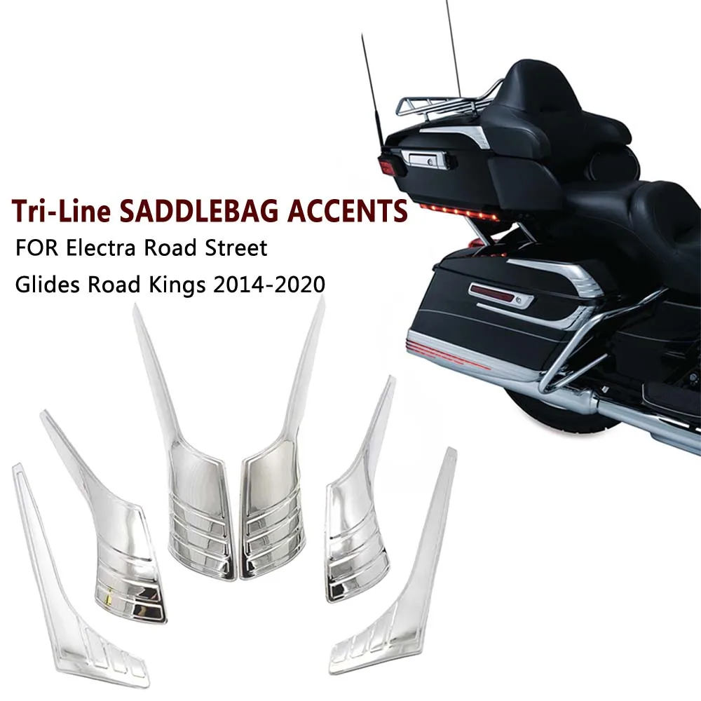 

Tri-Line Saddlebag Lid Accents Motorcycle Chrome FOR HARLEY Electra Road Street Glides Road Kings 2014-2020