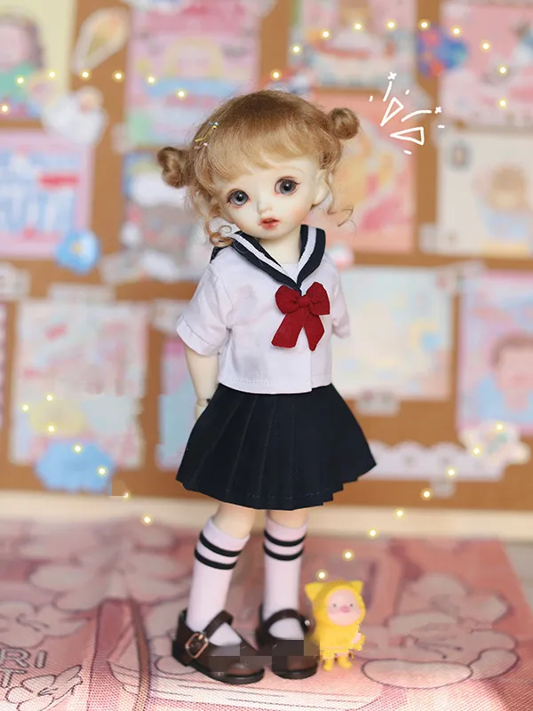 

BJD doll clothing suitable for 1/6 1/4 size MSD Yosd Preppy Uniform sailor dress set sock doll accessories (Top + Skirt + Sock）