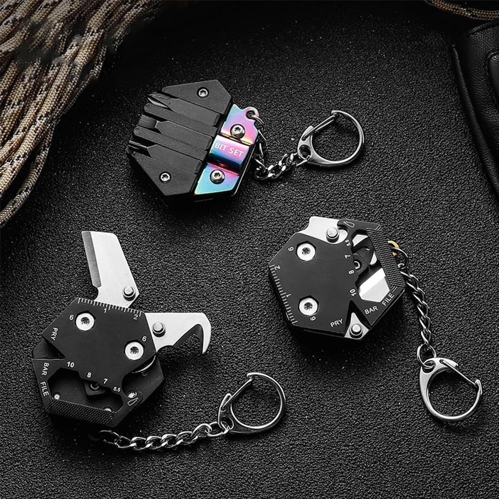 Stainless Steel Multifunctional Folding knife Outdoor Tools Components EDC Mini Wrench Screwdriver Bottle Opener,Wrench Keychain