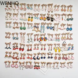 WENHQ Gold Color Colorful Cartoon Clip on Earrings Cute Girl Kids Cute Small Animal Plant Cuff Earring Silicone Cushion Ear Clip
