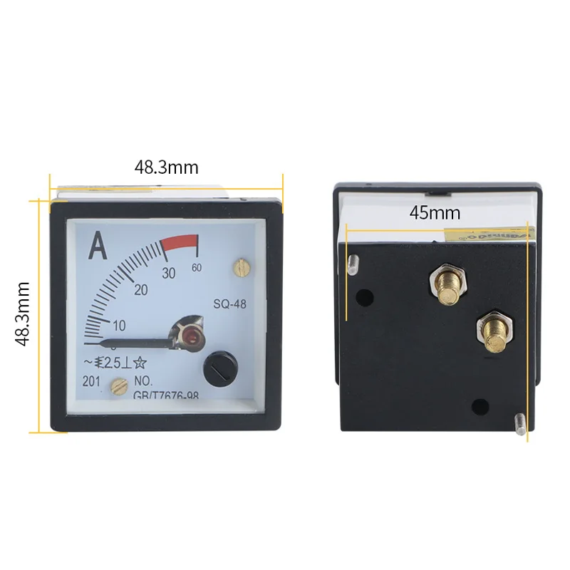 AC 0-20A 1A 2A 3A 5A 10A 15A 20A 30A 50A Analog Panel Ammeter Gauge Ampere Current Meter SQ-48 2.5 Error Margin