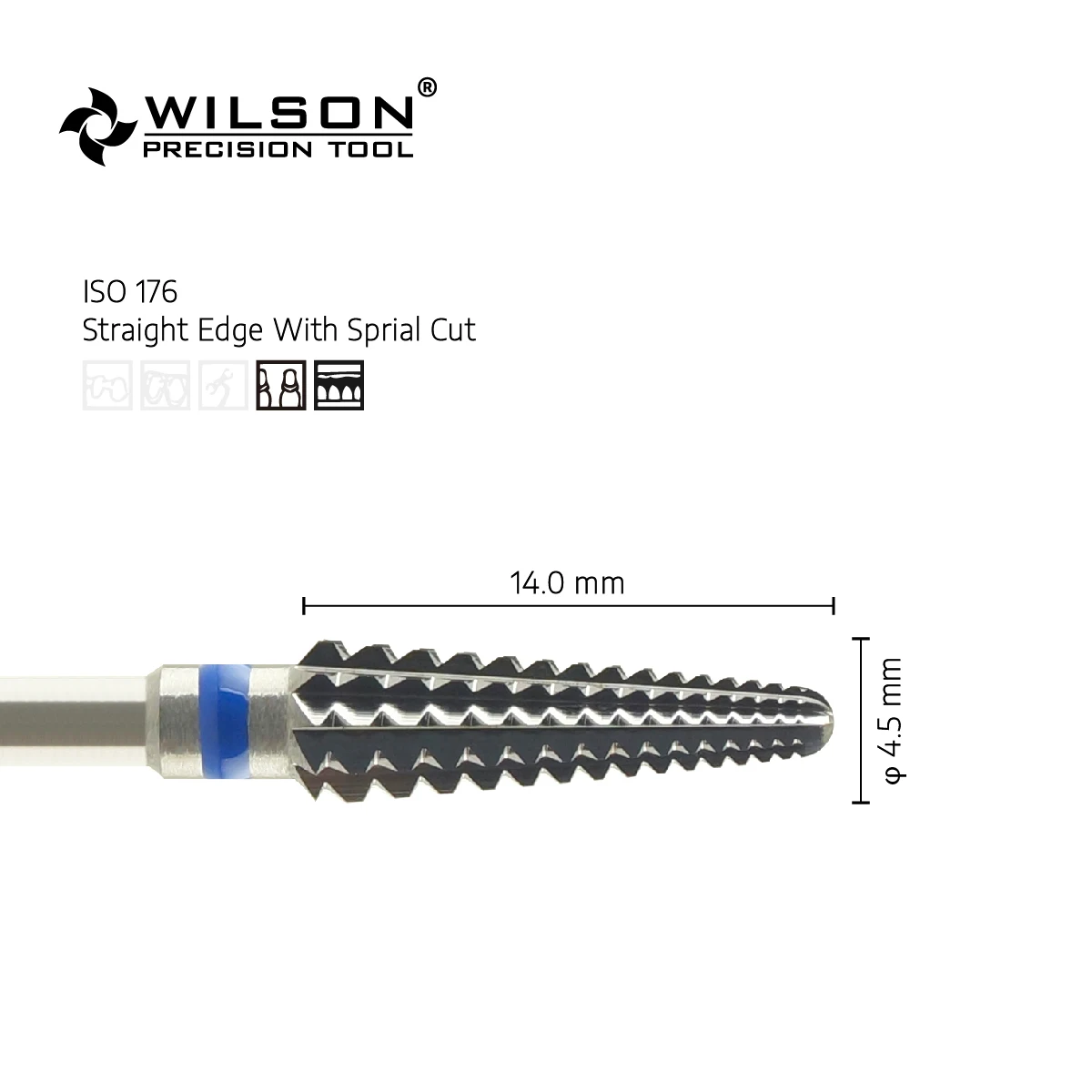 WilsonDental Burs 5001202-ISO 201 176 045 Tungsten Carbide Dental Strawberries for Trimming  Acrylic