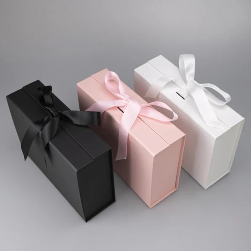 Flip Packaging Cardboard Magnetic Closure Gift Box High-End Foldable Ribbon Decoration Storage Party Wedding Event Packaging