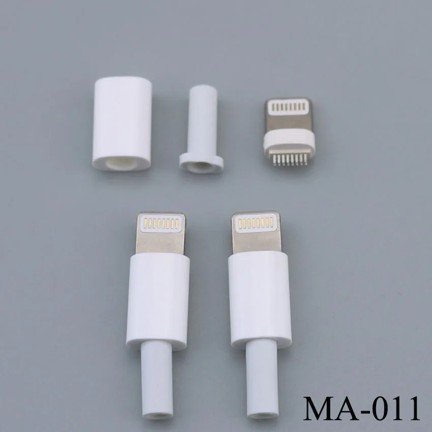1 Set DIY Micro USB Type-C Welding Type Male 8 Pin Plug Connector w/Plastic Cover white/black for iphone 5 5s 6 6s plus 7 7plus - Image 6