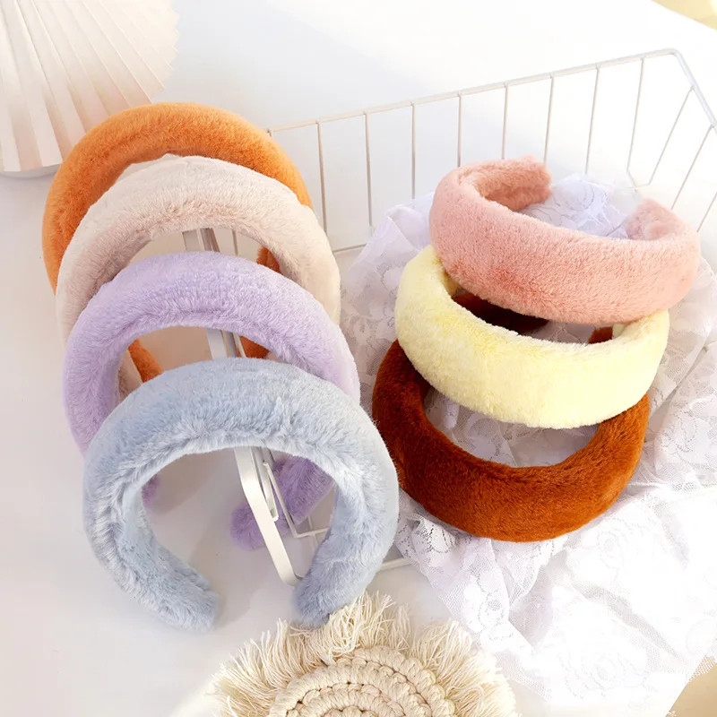 

Korean Headbands for Women Hair Band Simplicity Solid Color Broadside Plush Autumn Winter Headband Hair Hoop Hair Accessories