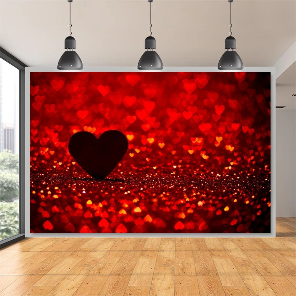 Valentine's Day Background Vinyl Glitter Bokeh Champagne Wine Glass Love Heart Photography Backdrop Photophone Wedding Photocall