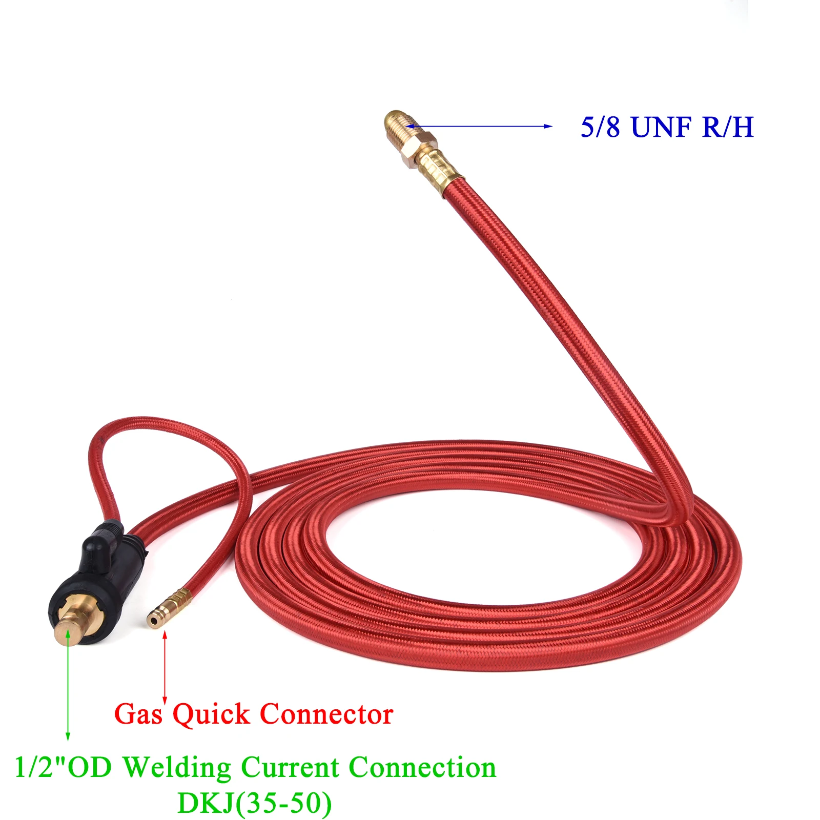 4M/6M WP26 Quick Connect TIG Welding Torch Gas-Electric Integrated Red Rubber Hose Cable Wires 35-50 Euro Connector