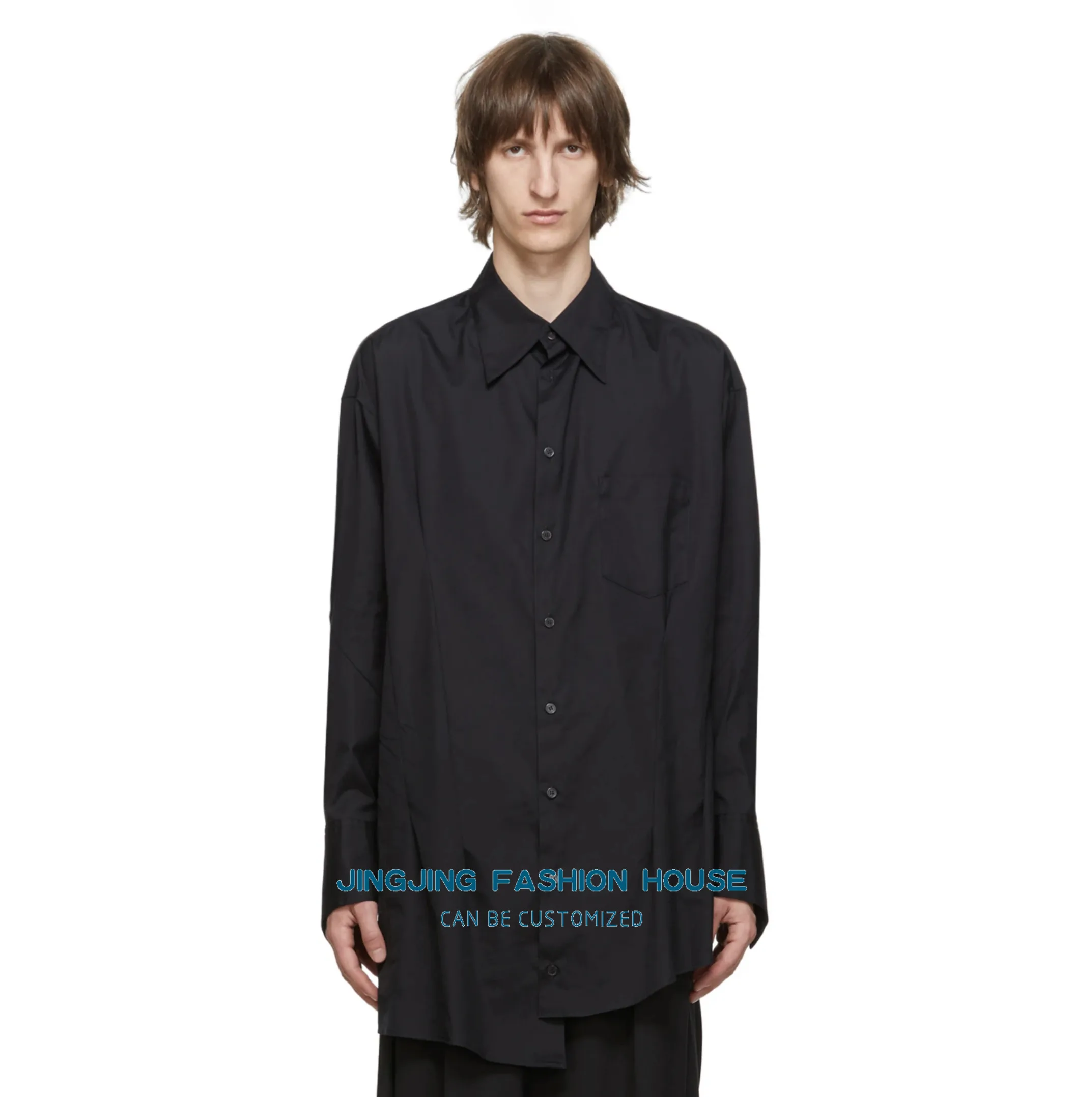 

S-7XL!!2021 men's kneaded pleated pure cotton shirt fashion casual niche designer original brand men's wear