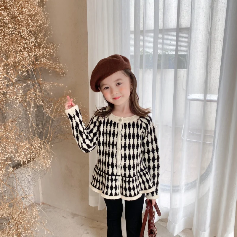 

Girl Sweater Kids Knitting Outwear Tops 2022 Beautiful Fleece Thicken Warm Winter Autumn Overcoat Homewear Formal Children Cloth