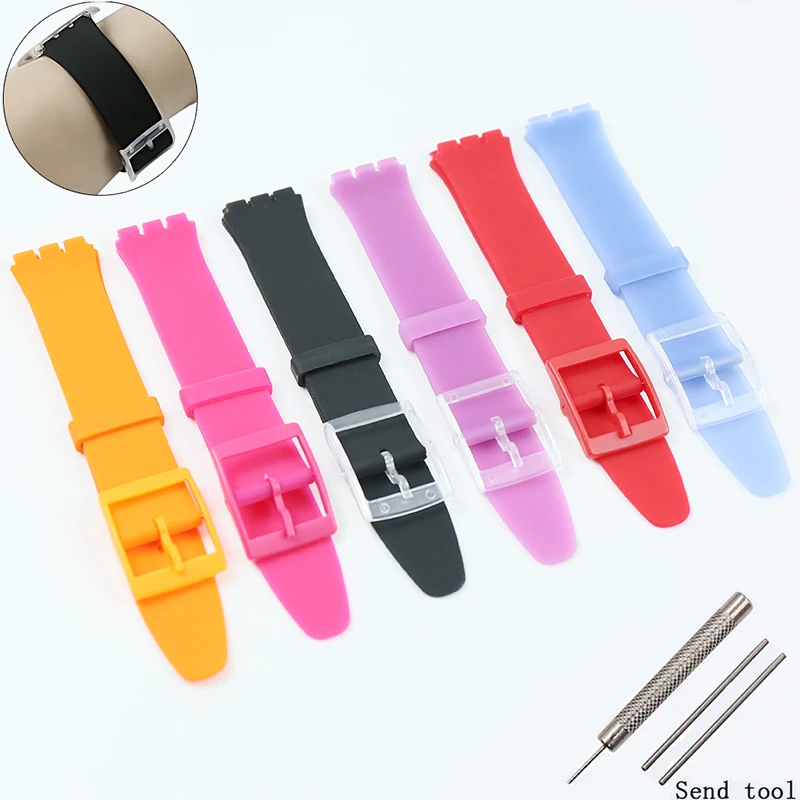 Correa de silicona Ms para reloj, accesorios de 16mm para Swatch SFK360, SFK361, SFK397, Correa deportiva de goma para niños, resistente al agua