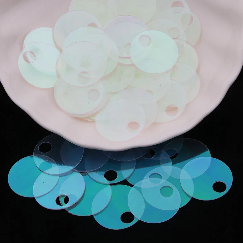 20mm Flat Round Sequins PVC Loose Paillettes With a Big Side Hole Sequin For Craft Sewing Garment Lentejuelas Para Coser 10g