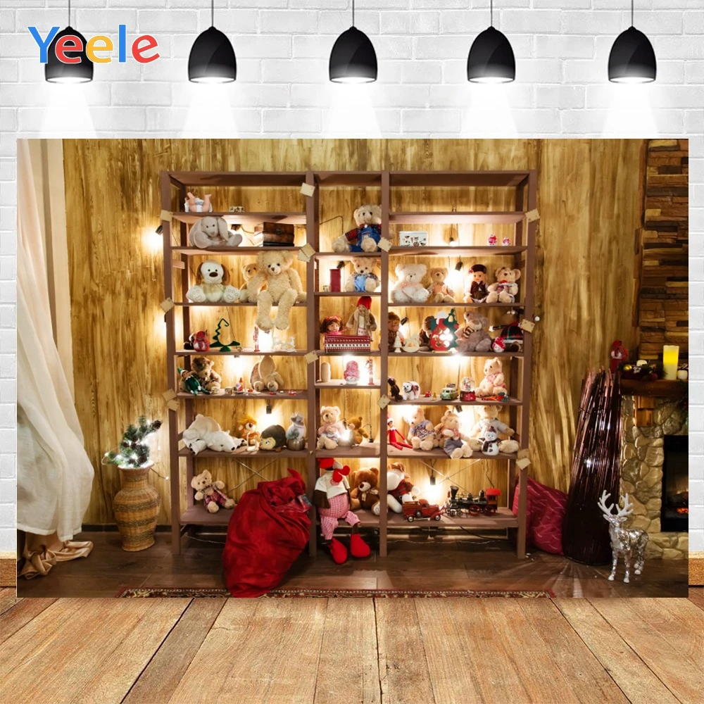 Yeele Christmas Photo Background Photophone Different Toys On The Self Photography Backdrops for Decoration Customized Size