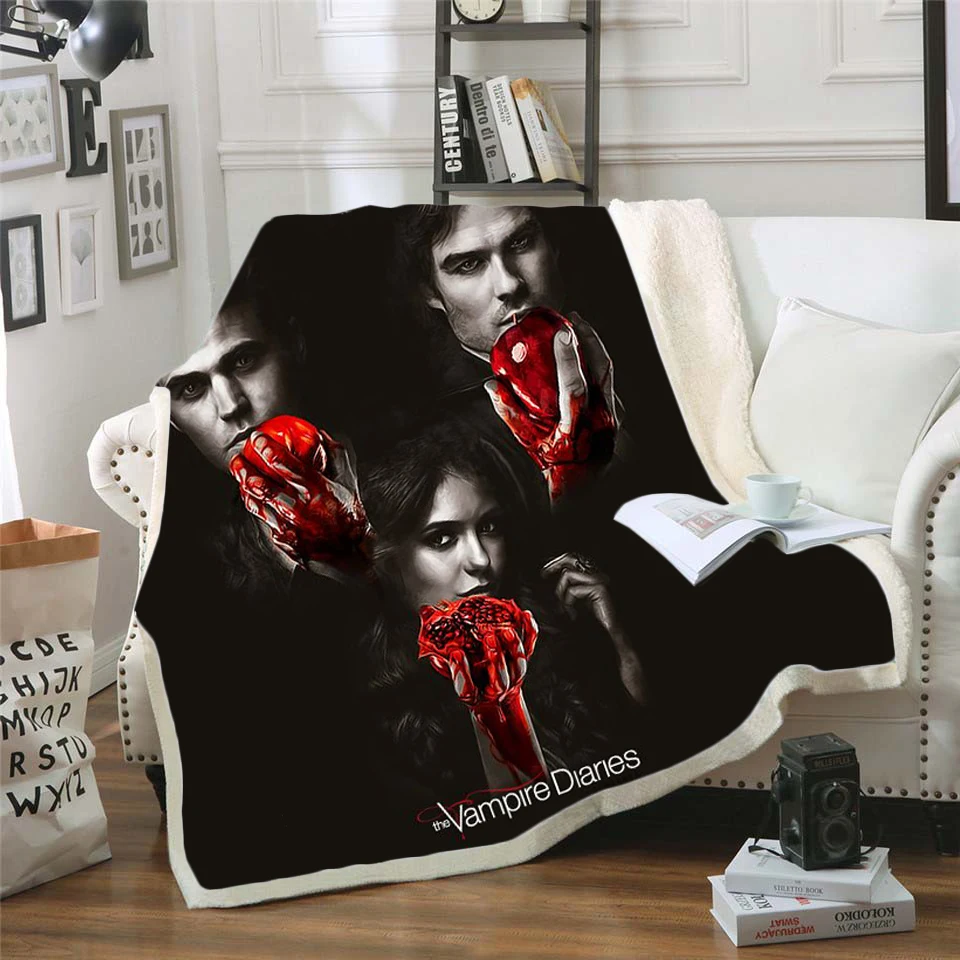 The Vampire Diaries 3d printed fleece blanket for Beds Hiking Picnic Thick Quilt Bedspread Sherpa Throw Blanket style-5