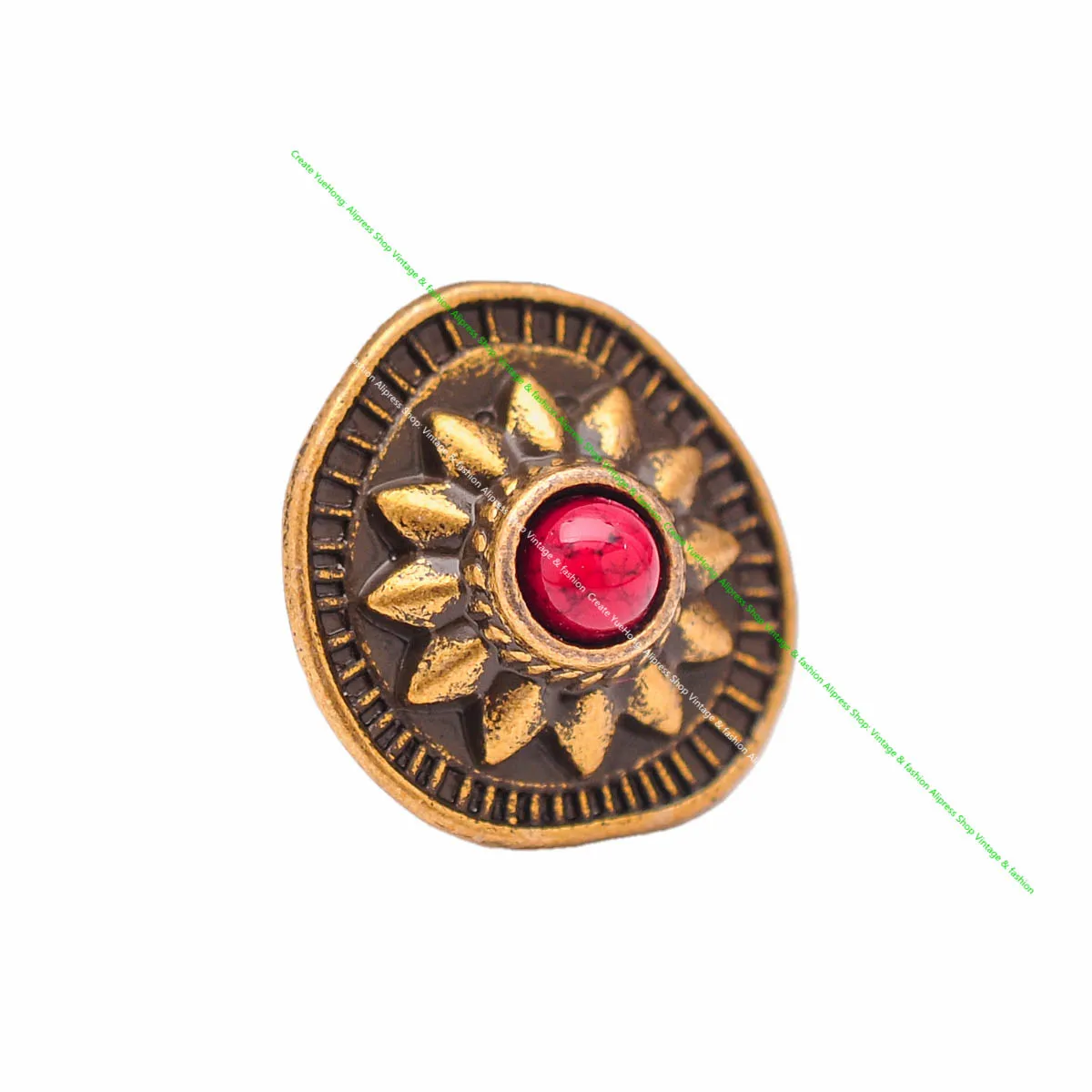 10pcs 19*18mm Vintage Messing Sonnenblume schwarz türkis Conchos Zubehör für DIY Leder Handwerk Gürtel Ledertasche Schlüssel bund Dekor – Detail 4