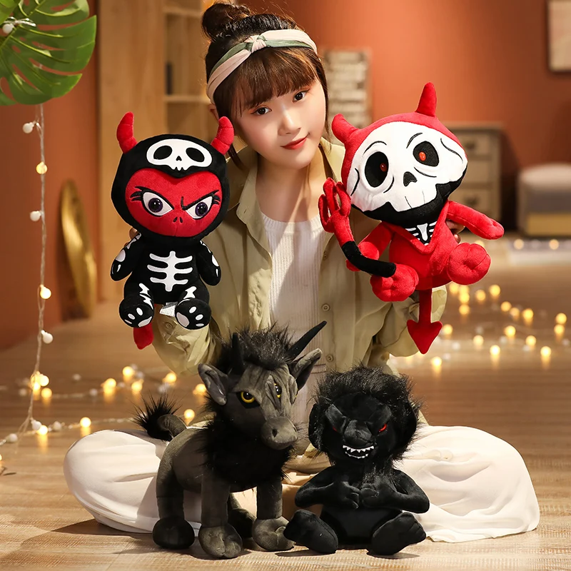 35cm Baize Gothic Style Troll Plush Toys Doll Rabbit Black Pentacle Hydra Anubis Lolita Toy Black Doll Stuffed Plush Gifts