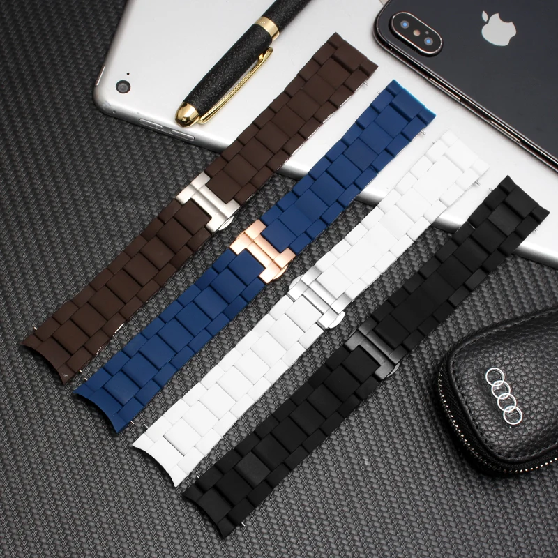 Silicone Rubber Watchband steel in Rubber for AR5890 AR5889 AR5858 AR5920 AR5868 AR8023 man 23mm woman 20mm watch band  bracelet
